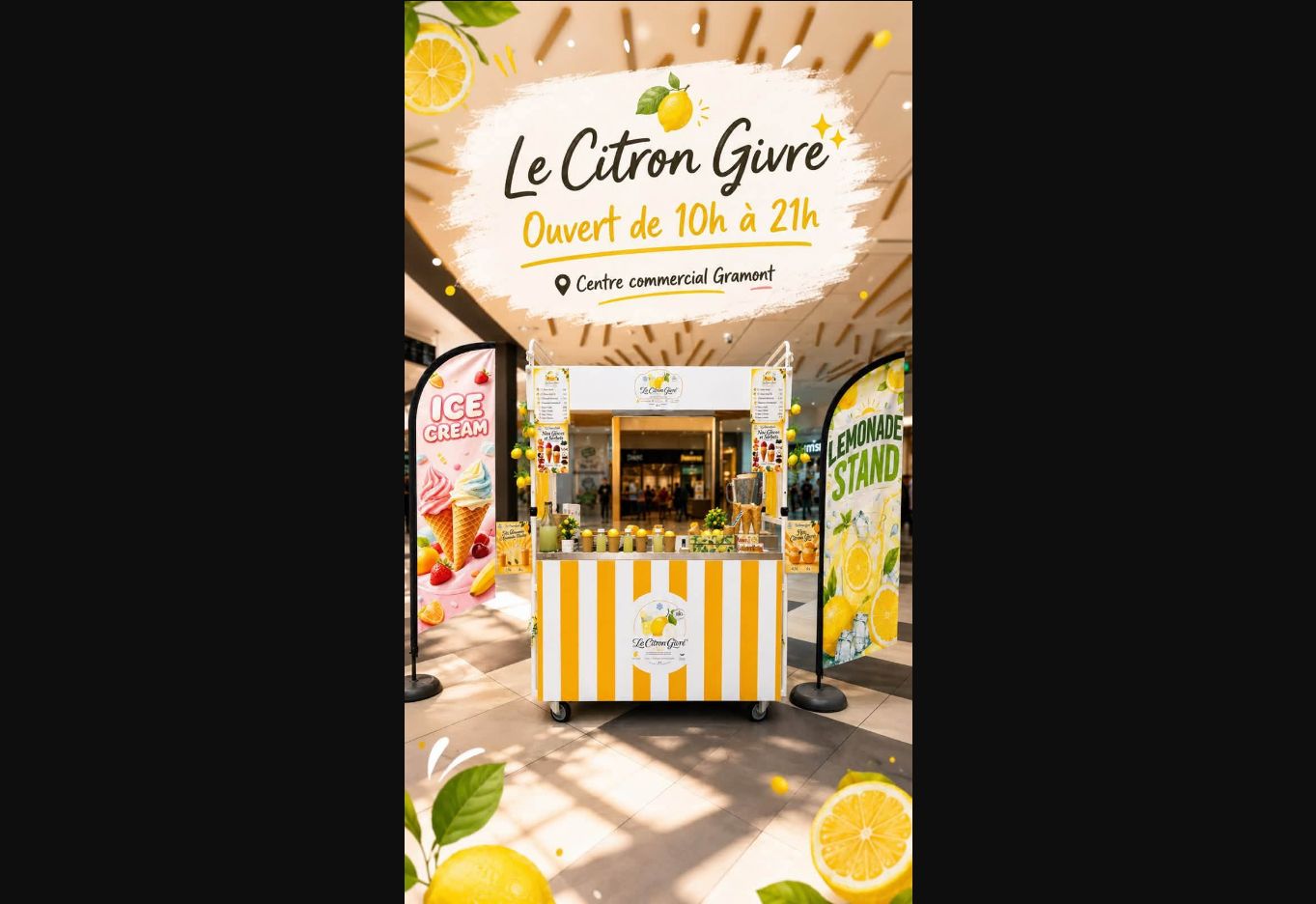 Le Citron Givré – chariot mobile à glaces